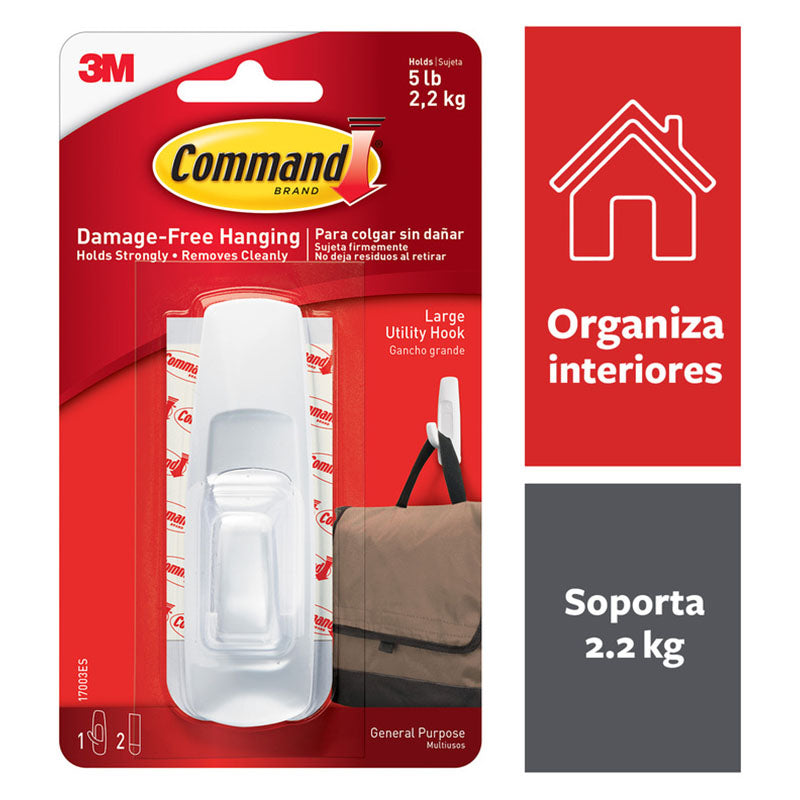 Gancho plástico adhesivo blanco soporta 2,2 kg 1 ud