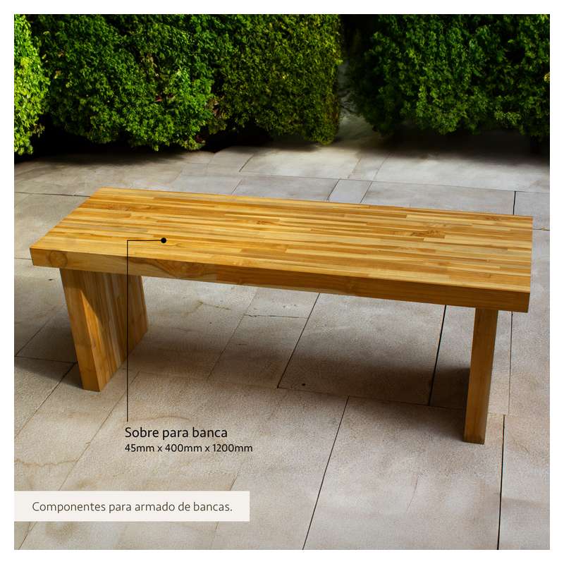 Tope banca teca 40 x 120 cm 45 mm