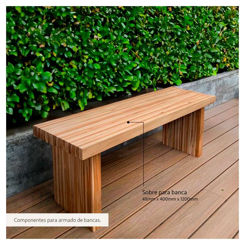 Tope banca teca 40 x 120 cm 45 mm