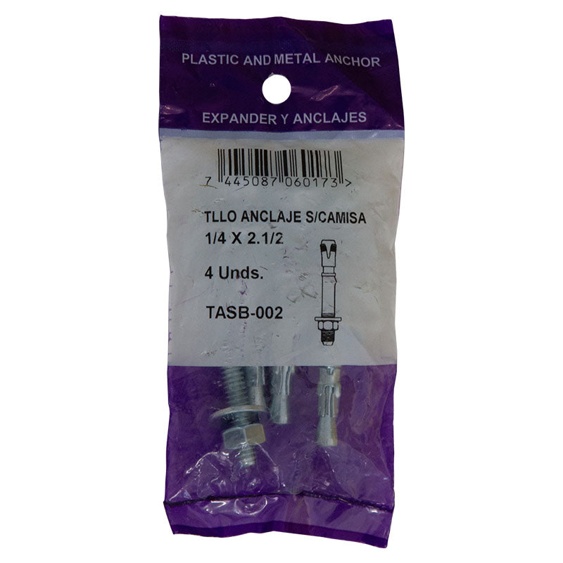 Wedge anchor 1/4" x 2 1/2" 4 pcs