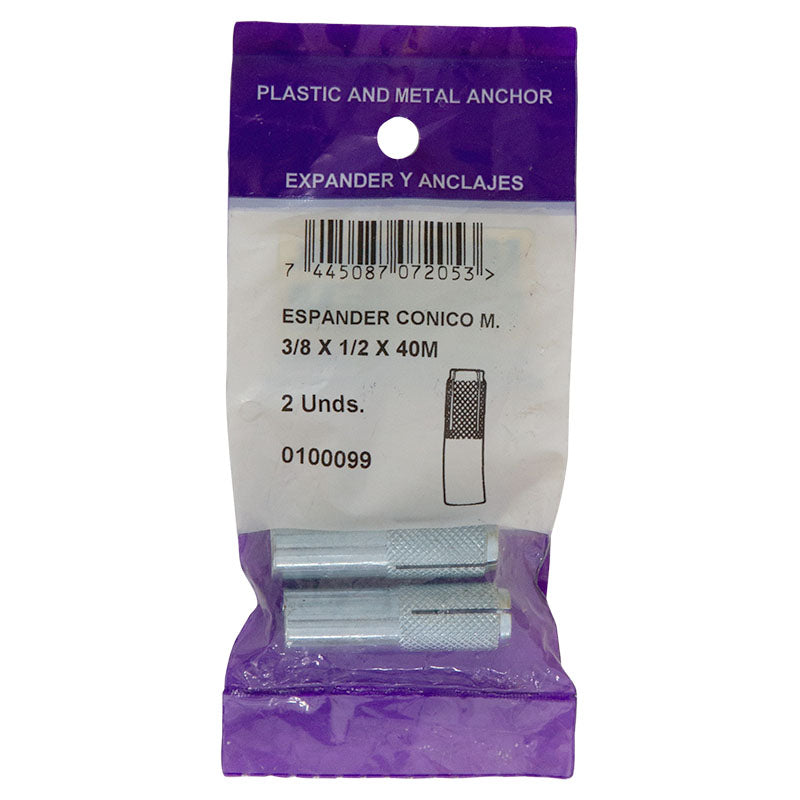 Expander metálico cónico hdi 3/8" x 1/2" 40 mm 2 uds