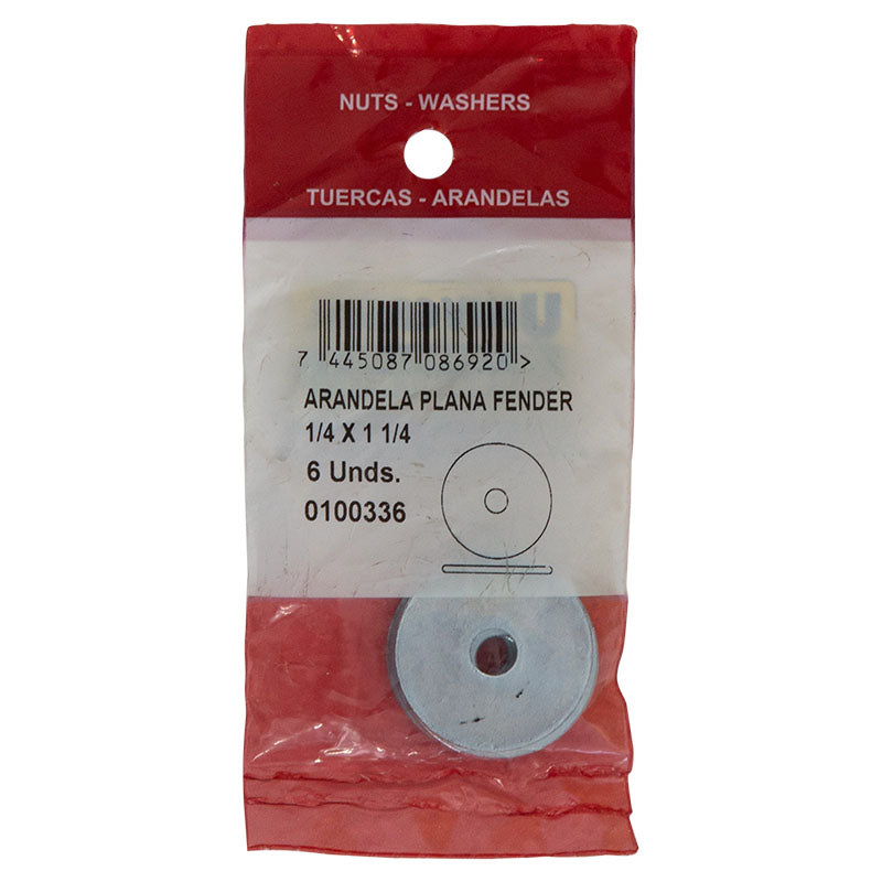 Fender flat washer 1/4" x 1 1/4" 6 pcs