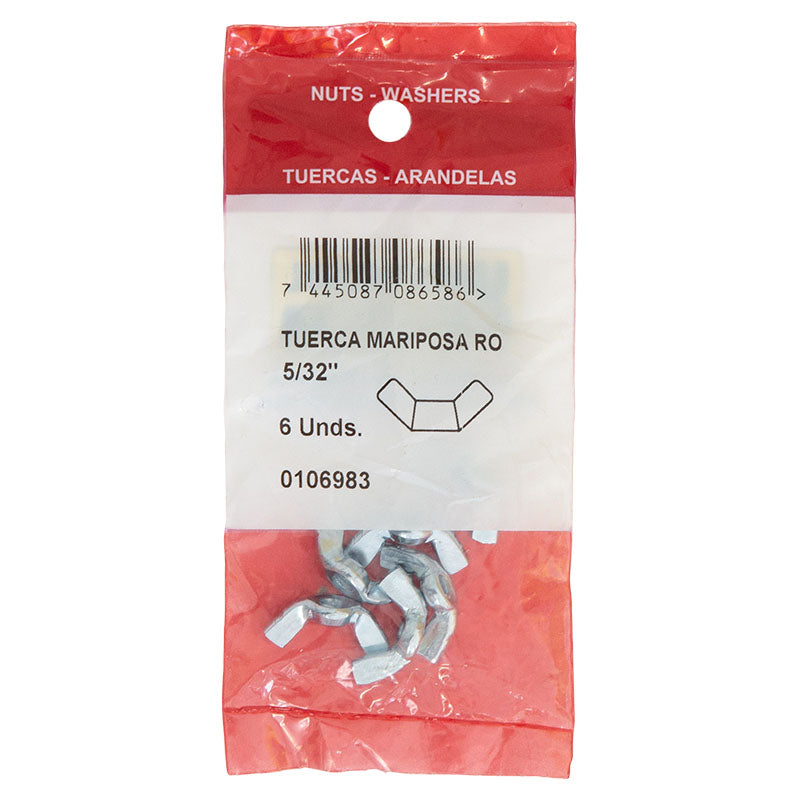Tuerca tipo mariposa 5/32" 6 uds