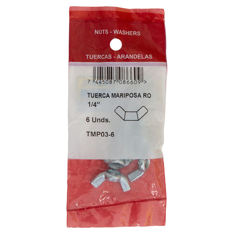 Tuerca tipo mariposa 1/4" 6 uds