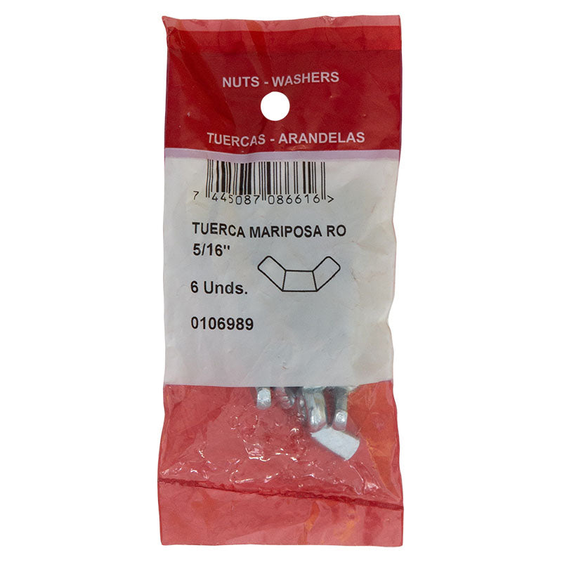 Tuerca tipo mariposa 5/16" 6 uds