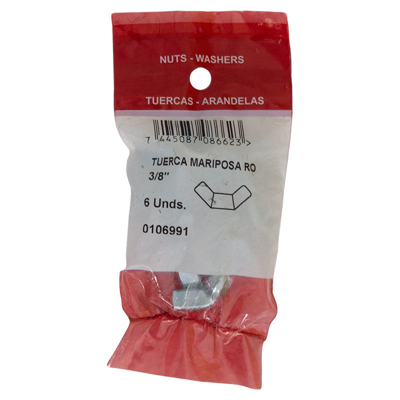 Tuerca tipo mariposa 3/8" 6 uds