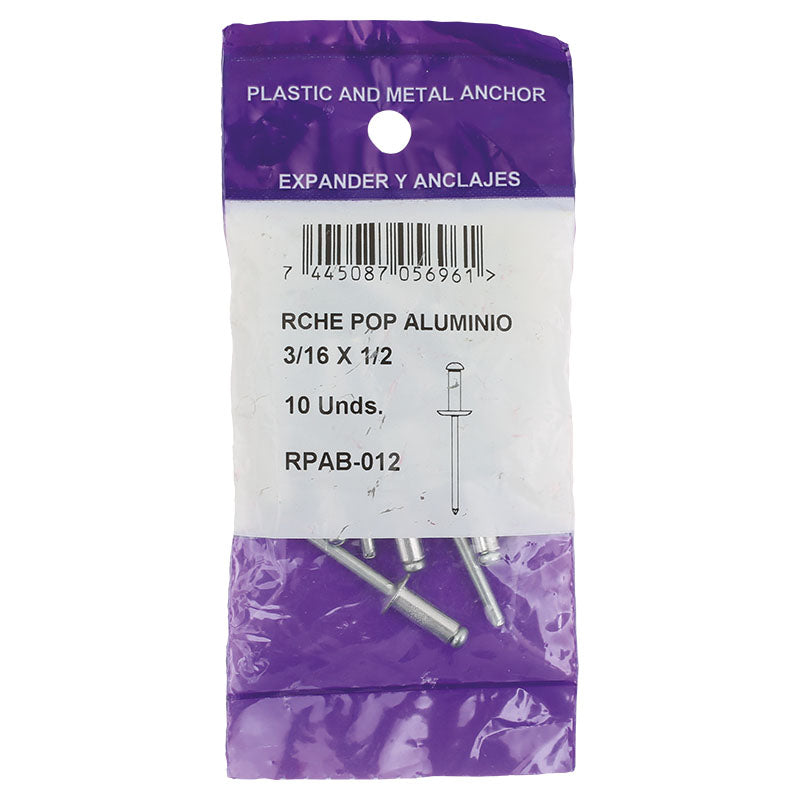 Remache 3/16" x 1/2" 10 uds