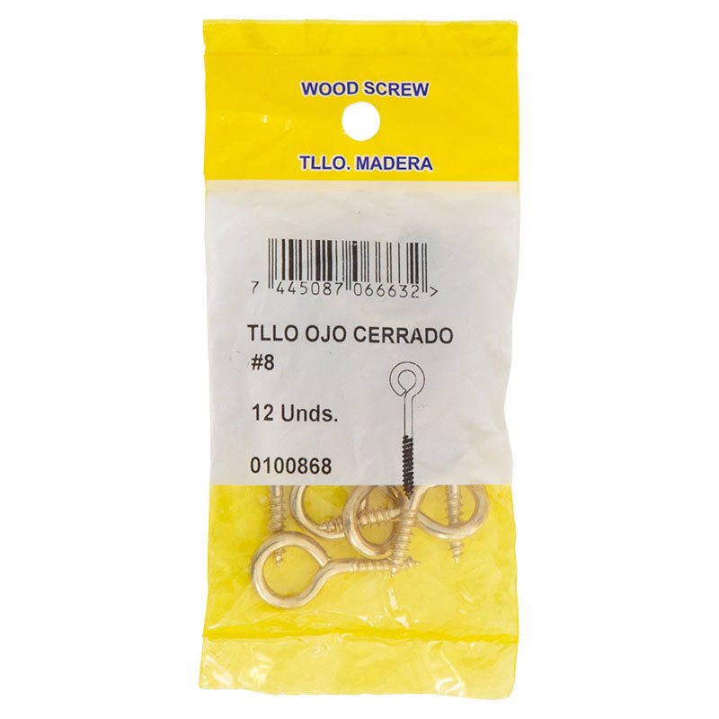 Armella cerrada dorada #8 12 uds
