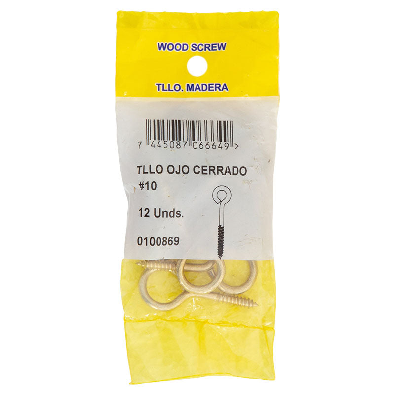 Armella cerrada dorada #10 12 uds