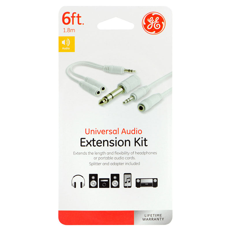 GE White Headphone Splitter Adapter 3.5mm 1.8m