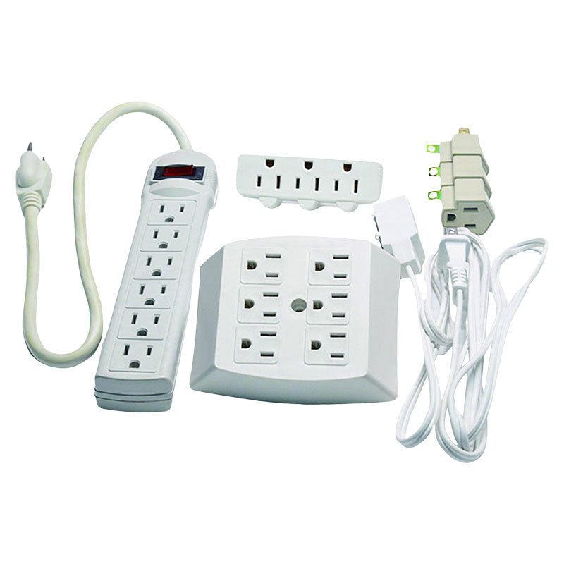 6-Outlet Power Strip Kit with 1m 3x14 Extension Cord, Multi-Socket