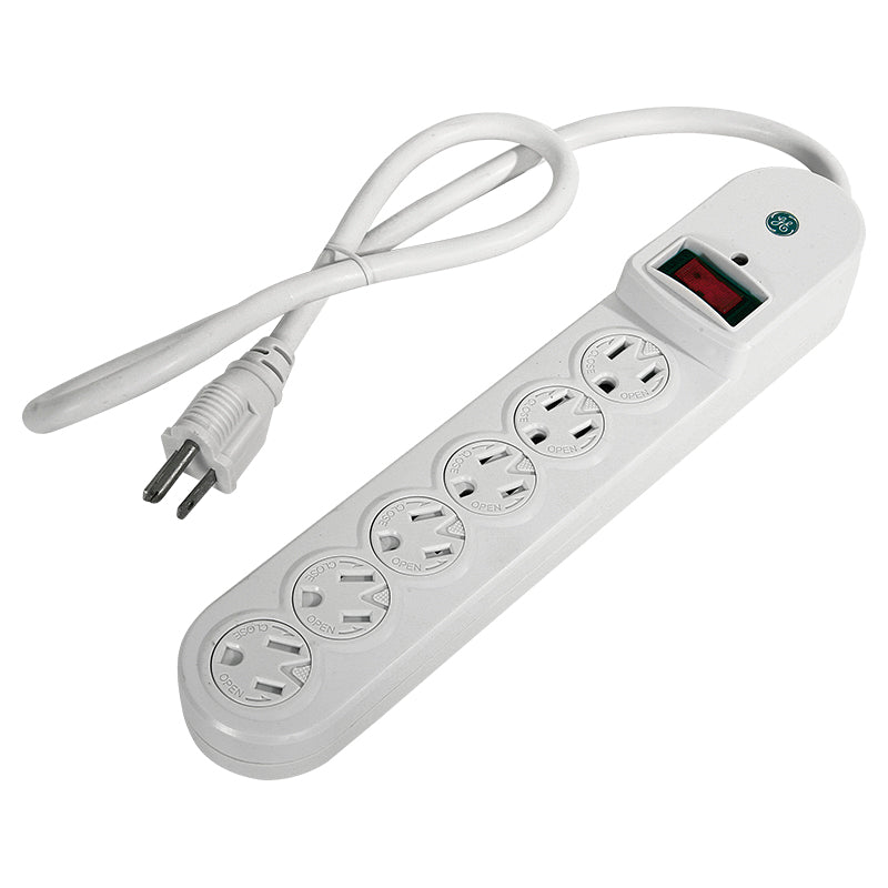 Surge protector, 6 outlets, 800 J, white