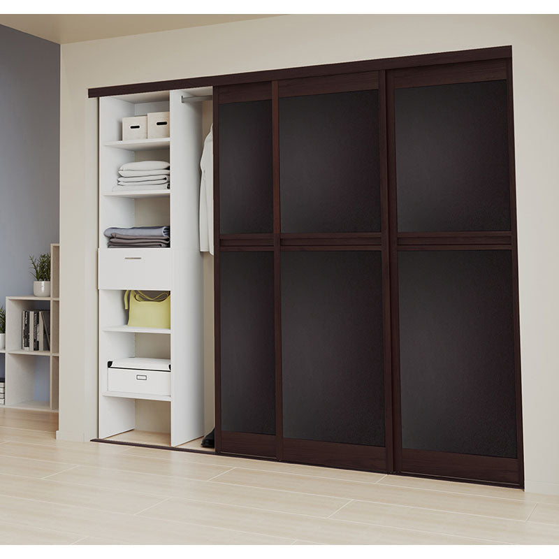 Contemporary sliding PVC closet door with melamine 200 x 60 cm 30 mm walnut brown