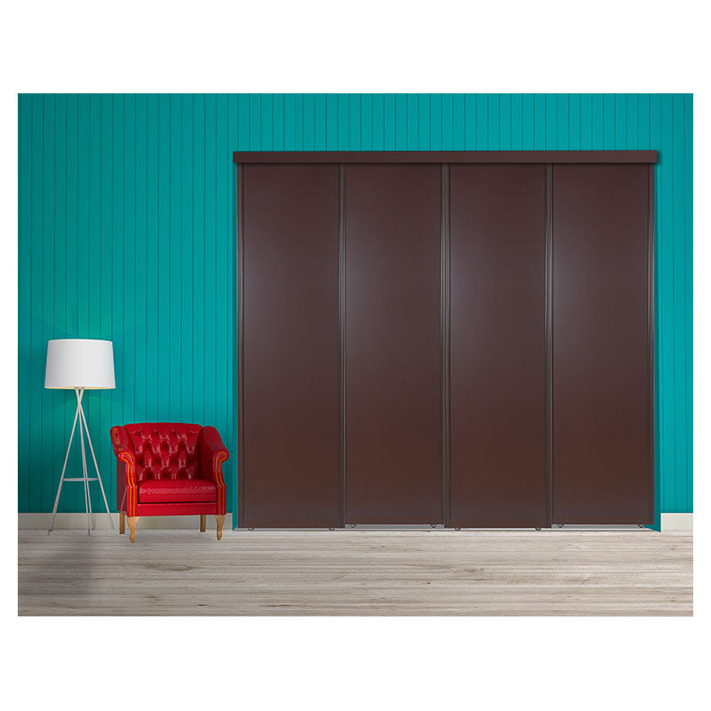 Contemporary sliding aluminum and melamine closet door 203 x 64 cm 35 mm walnut