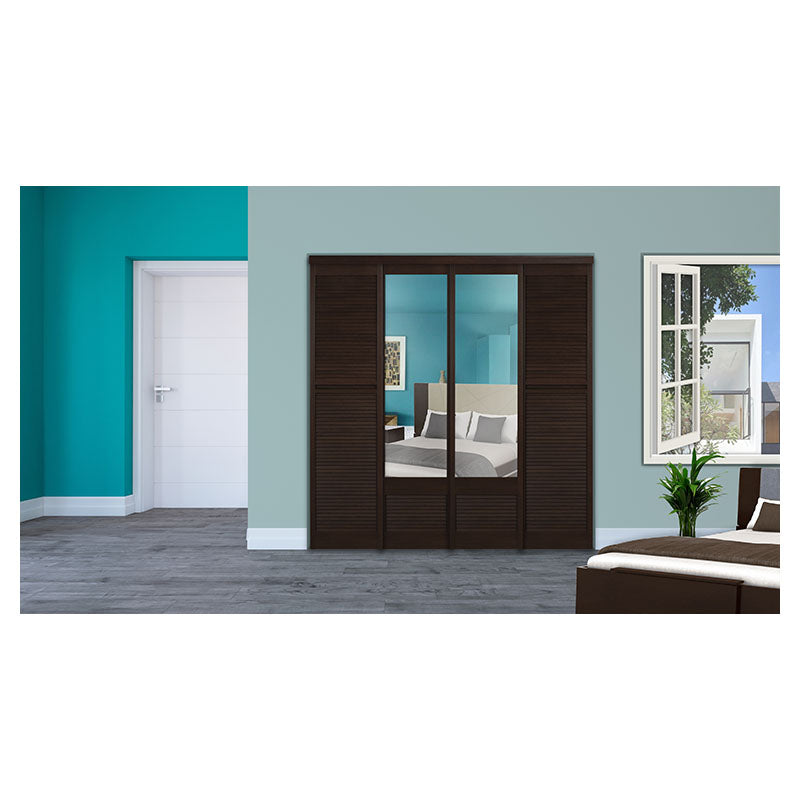 Contemporary sliding PVC closet door with mirror 200 x 50 cm 30 mm coffee
