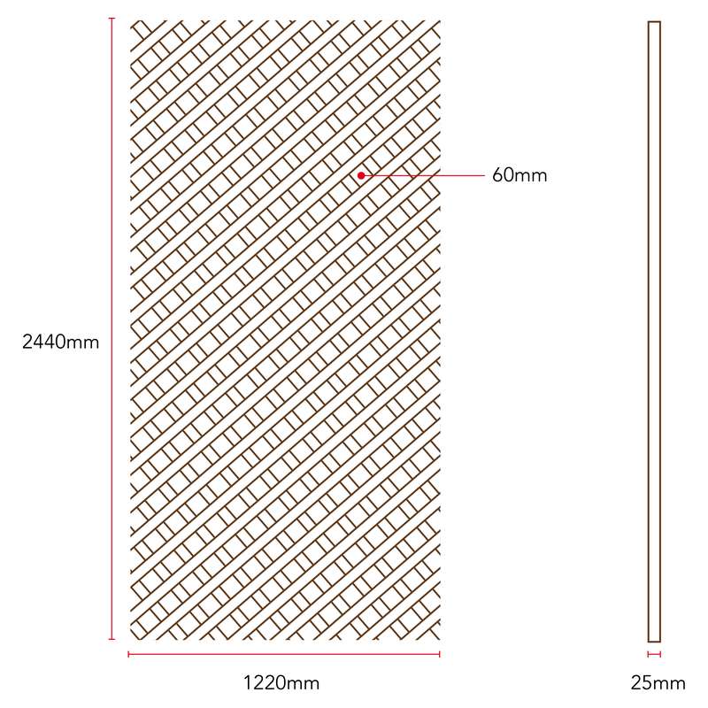 Petatillo teak 122 x 244 cm 25 mm 6 cm rhombus Woodpecker