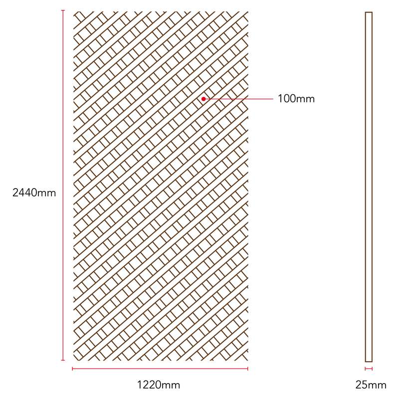 122 x 244 cm 25 mm 10 cm diamond Teca Petatillo Woodpecker