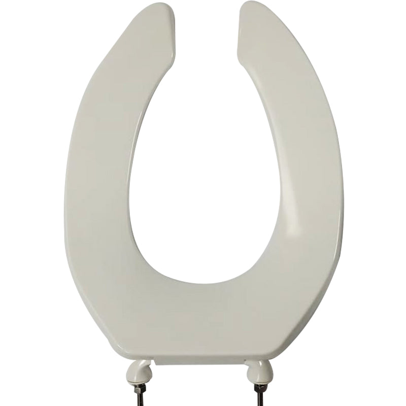 White plastic elongated toilet seat