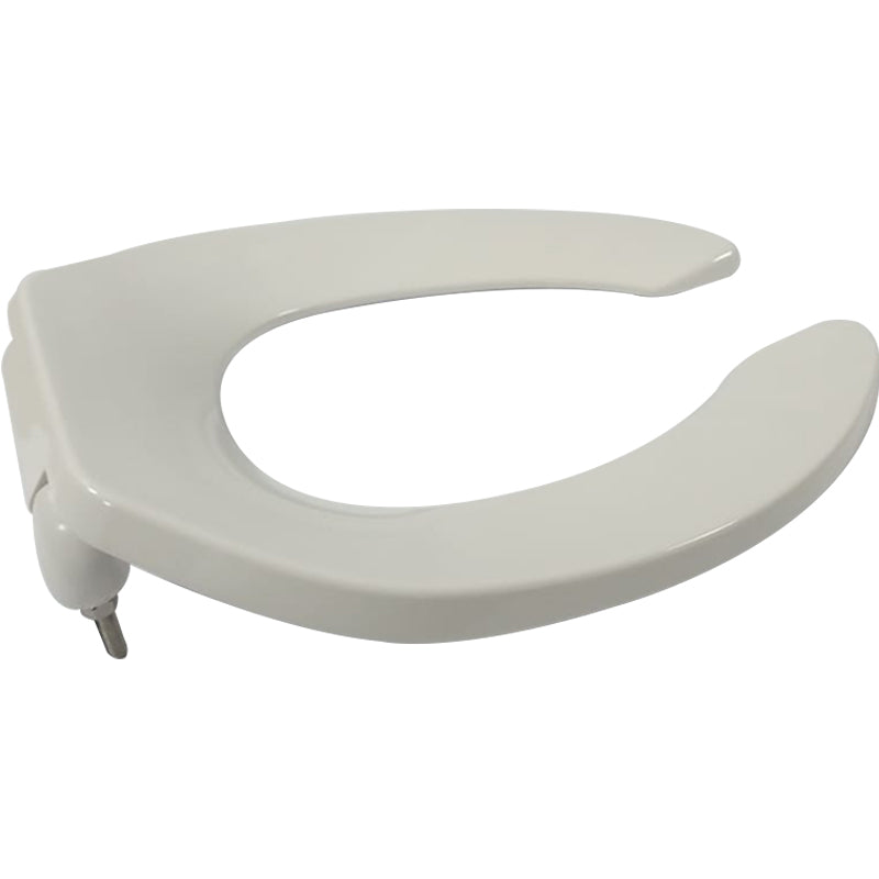 White plastic elongated toilet seat