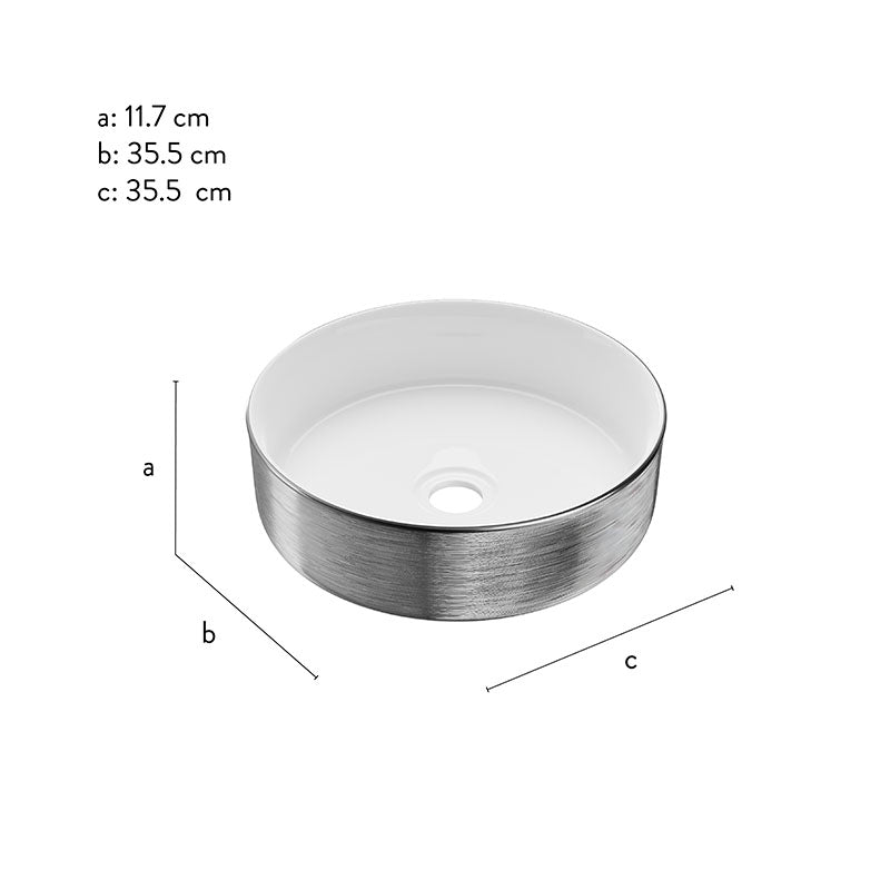 Graphite round countertop washbasin 11.5 x 35.3 x 35.3 cm