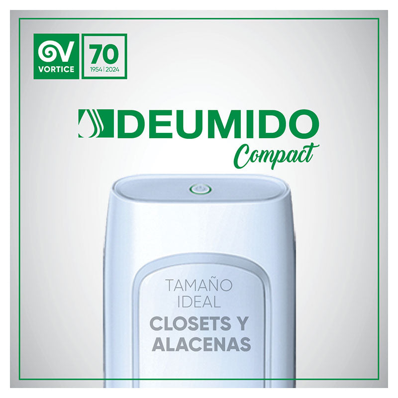 Deshumidificador portátil 0,7 Litros Vortice cubre hasta 12 m2