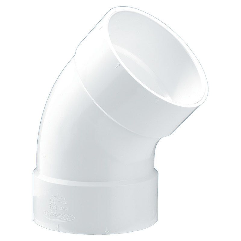 Codo 45° sanitario PVC 3"