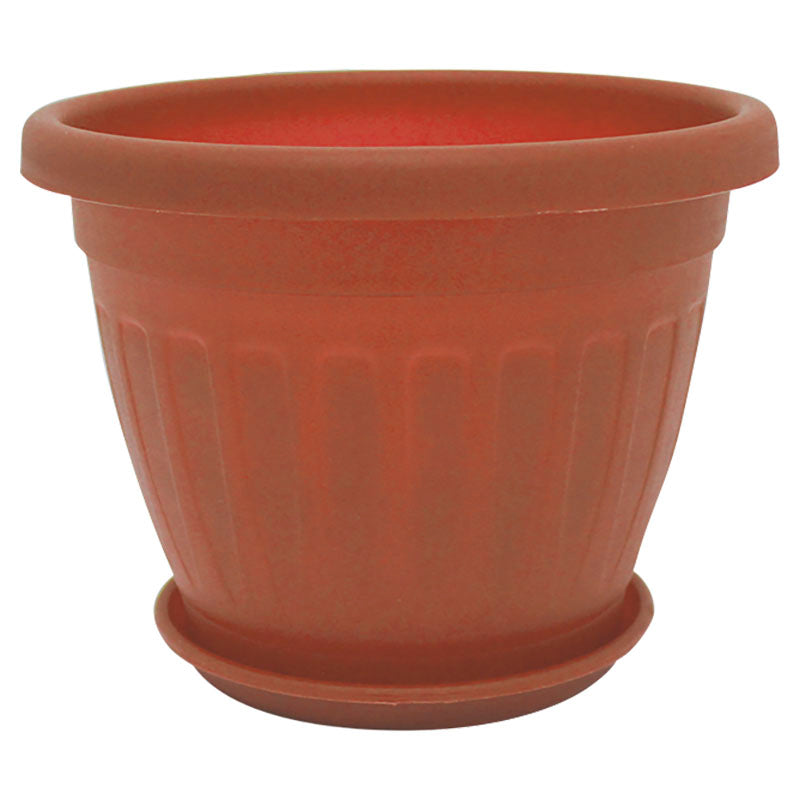 Bombay resin pot 25 x 21 cm terracotta includes saucer