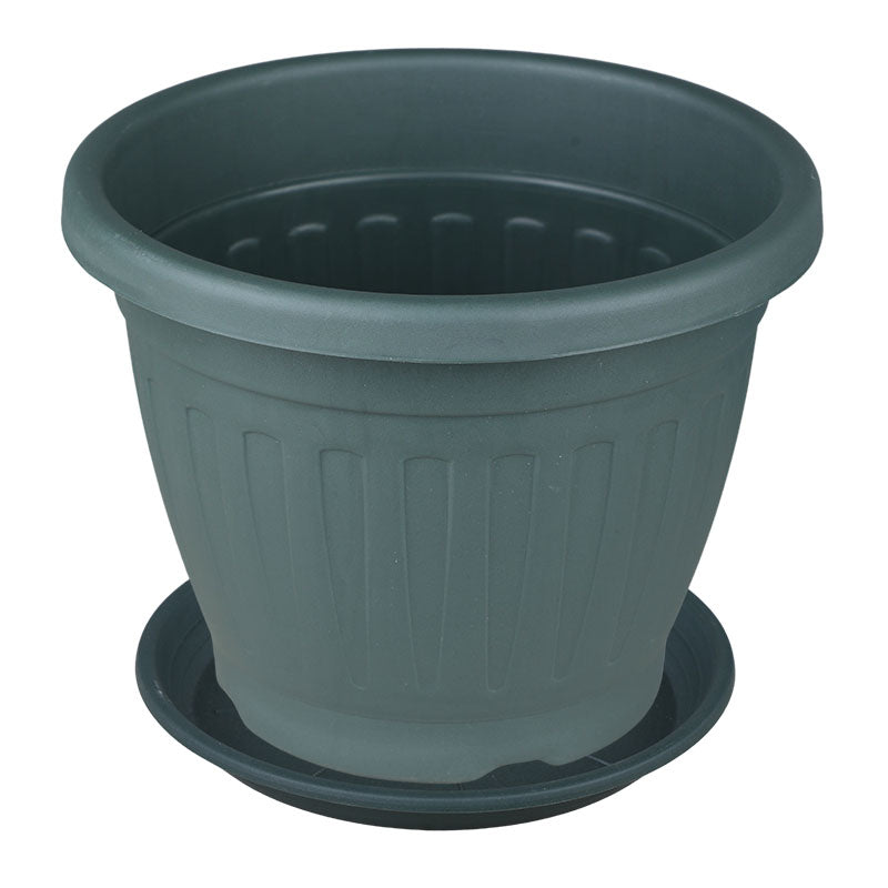 Maceta Bombay resina 25 x 21 cm verde incluye plato
