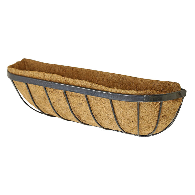 Wall-mounted coconut fiber basket natural / iron 19 x 31 x 19 cm coffee and black