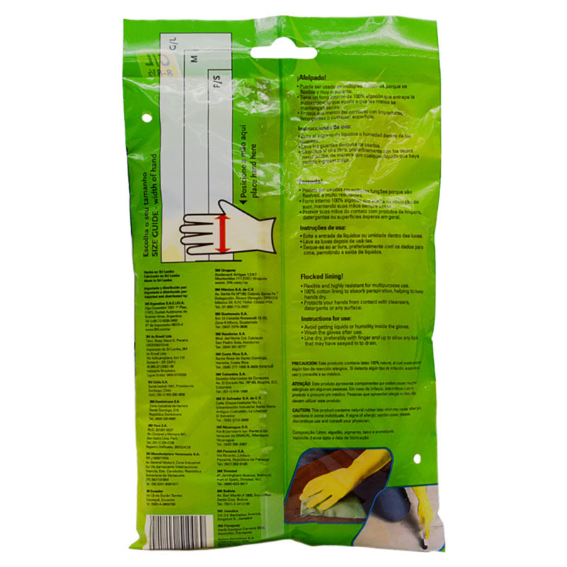 Multipurpose flocked latex glove size L