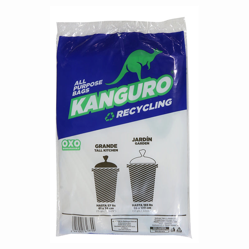 Bolsa para basura jardín transparente 137 litros 5 uds
