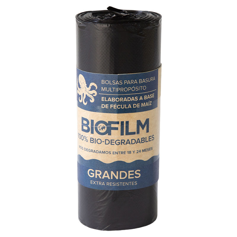 Large biodegradable bin liners 30 units black Biofilm