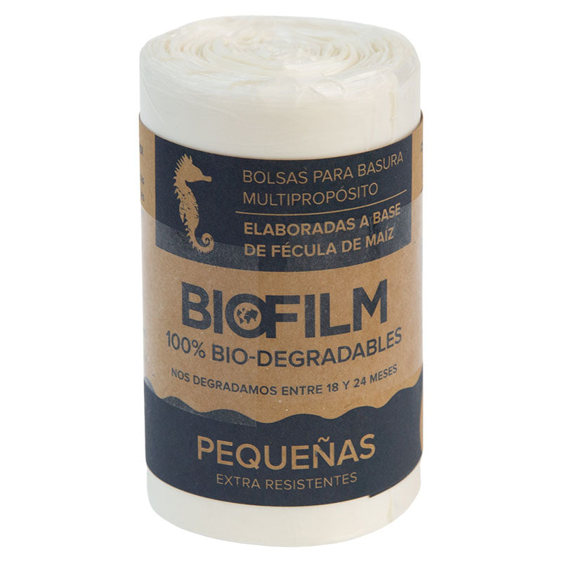Small biodegradable trash bag 50 units bone white Biofilm