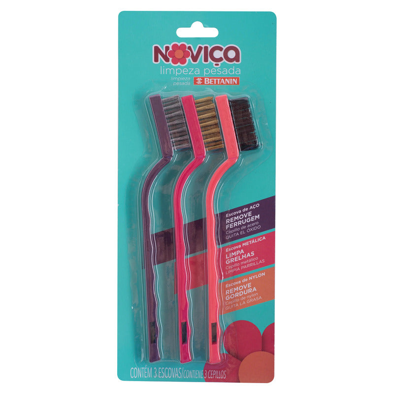 Set of 3 Novica heavy-duty cleaning brushes