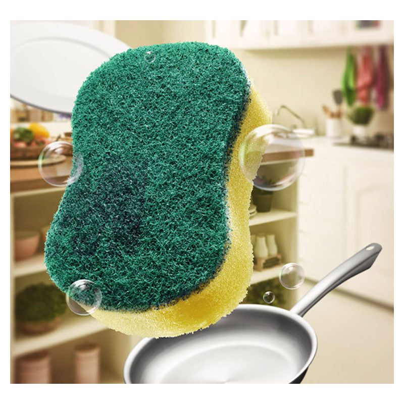 Kitchen sponge scourer general use set 3 pcs green and yellow
