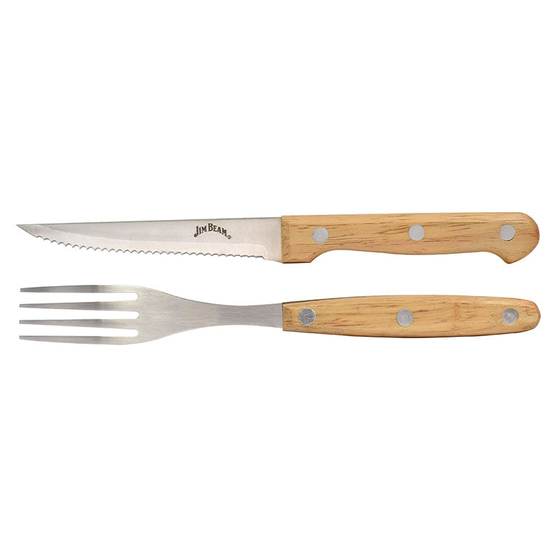 Set of 8 Jim Beam stainless steel and parawood cutlery