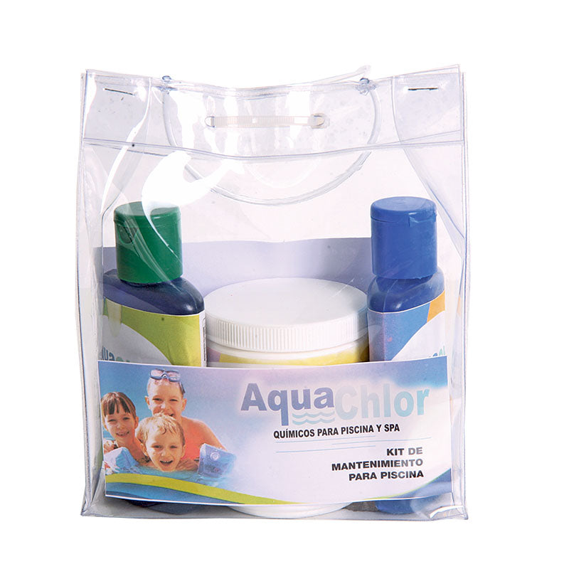 Pool maintenance kit includes chlorine, Clarifok, and Algamax