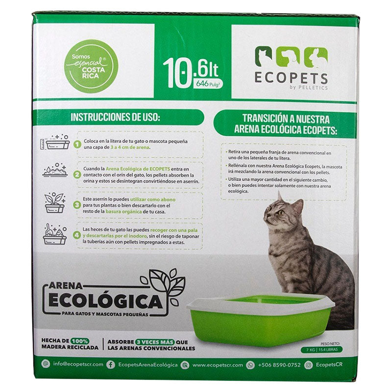 Arena ecológica tipo pellets para gatos 7 kg Ecopets