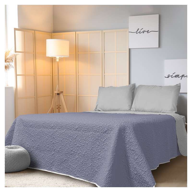 Cubrecama Relaxtech queen algodón 3 piezas bicolor Aquiles
