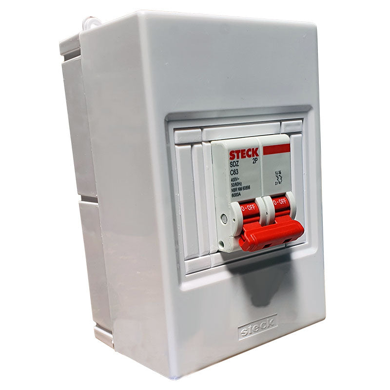 Interruptor 2 x 63 A con caja circuito secundario Steck