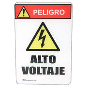 Rótulo: "Peligro alto voltaje" acrílico 23 x 15 cm