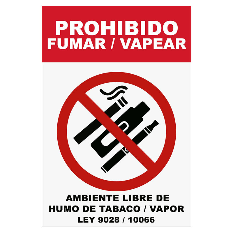 Rótulo: "Prohibido fumar / vapear"