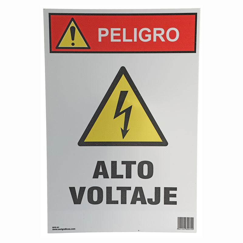 Rótulo: "Peligro alto voltaje" 20 x 30 cm