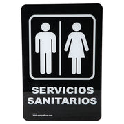 Rótulo: "Servicios sanitarios" 23 x 15 cm