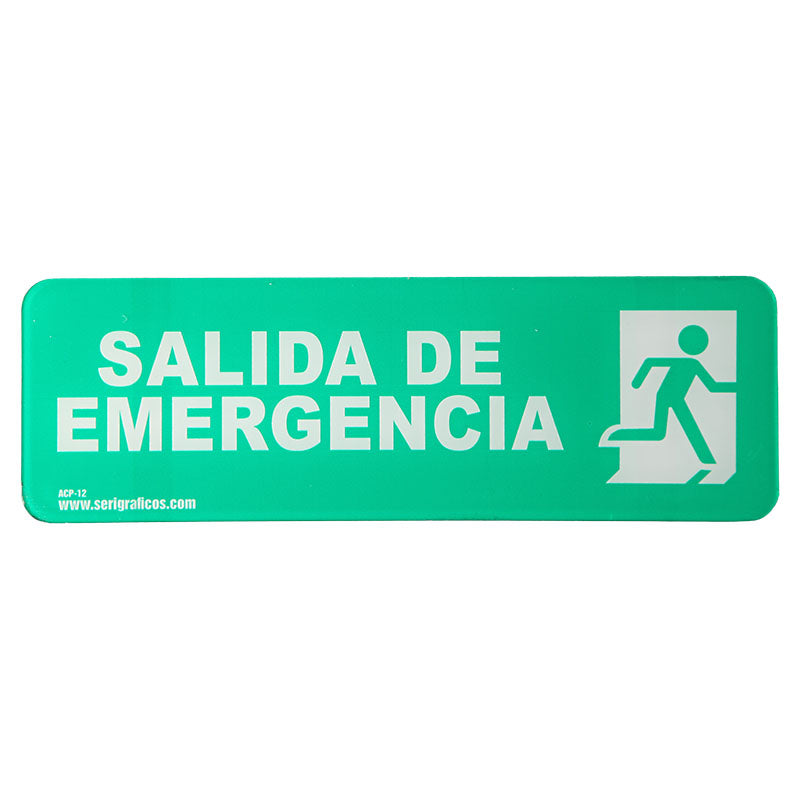 Rótulo: "Salida de emergencia" 20 x 7,5 cm