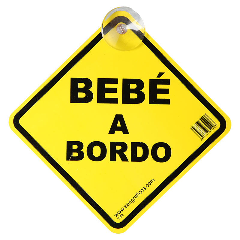 Rótulo: "Bebé a bordo" con ventosa