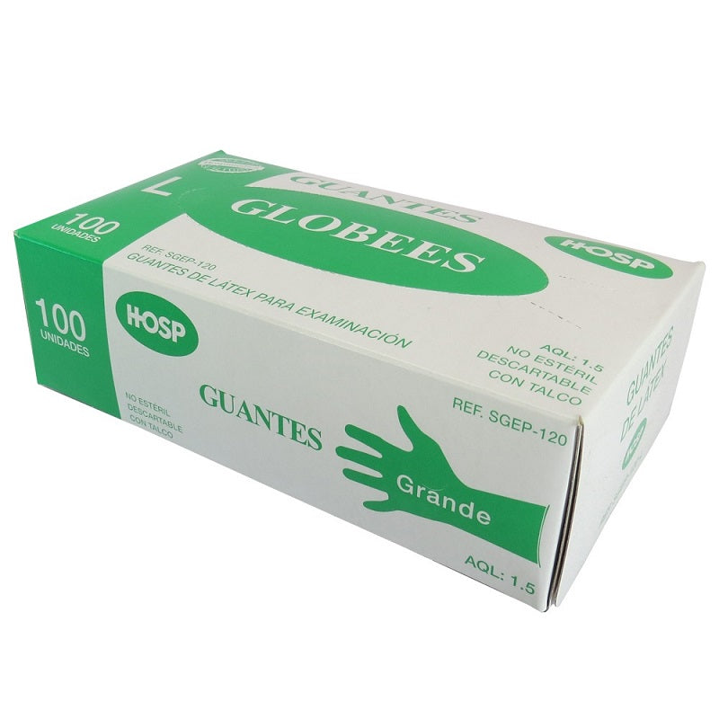 Latex gloves size L powdered single use box 100 units