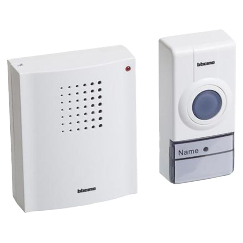 Timbre inalámbrico blanco con pulsador