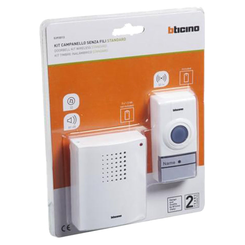 Timbre inalámbrico blanco con pulsador