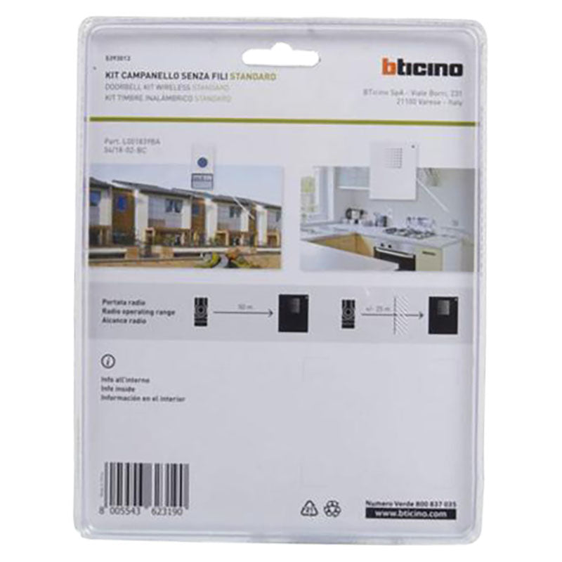 Timbre inalámbrico blanco con pulsador